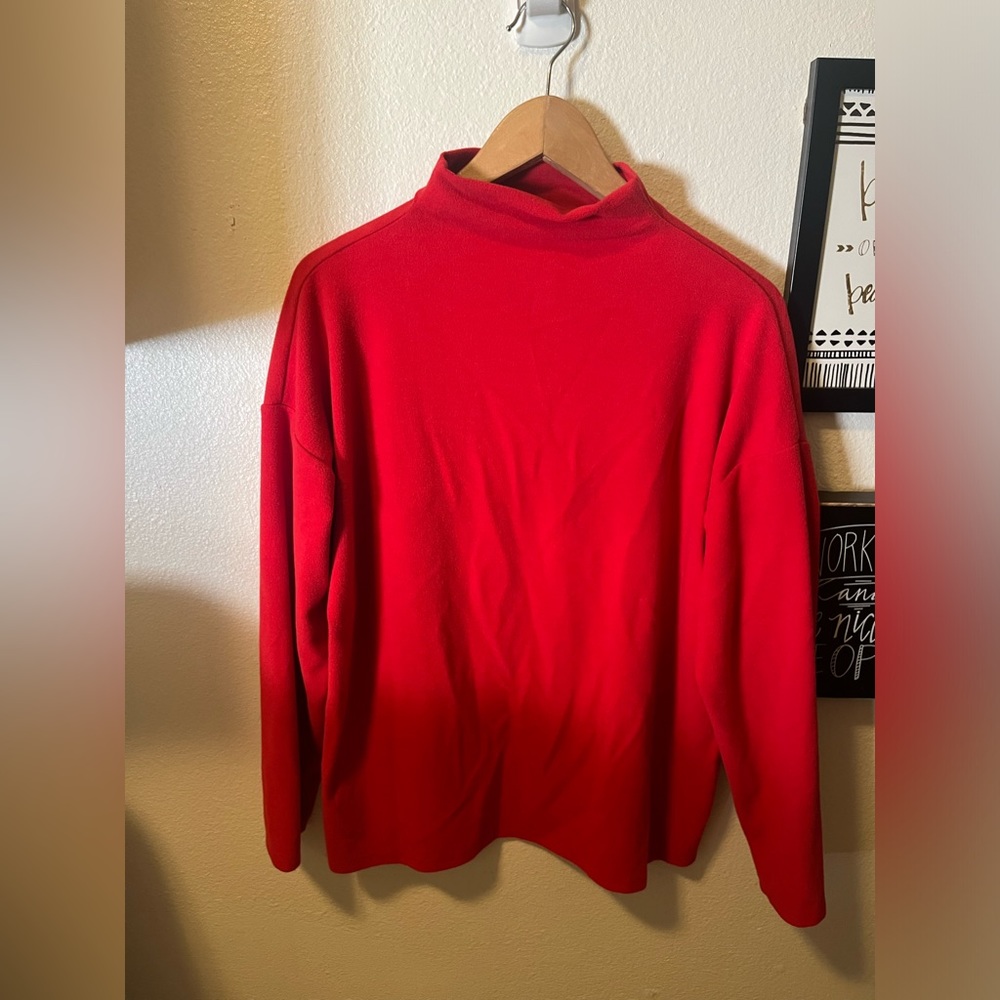 Red mock neck large top